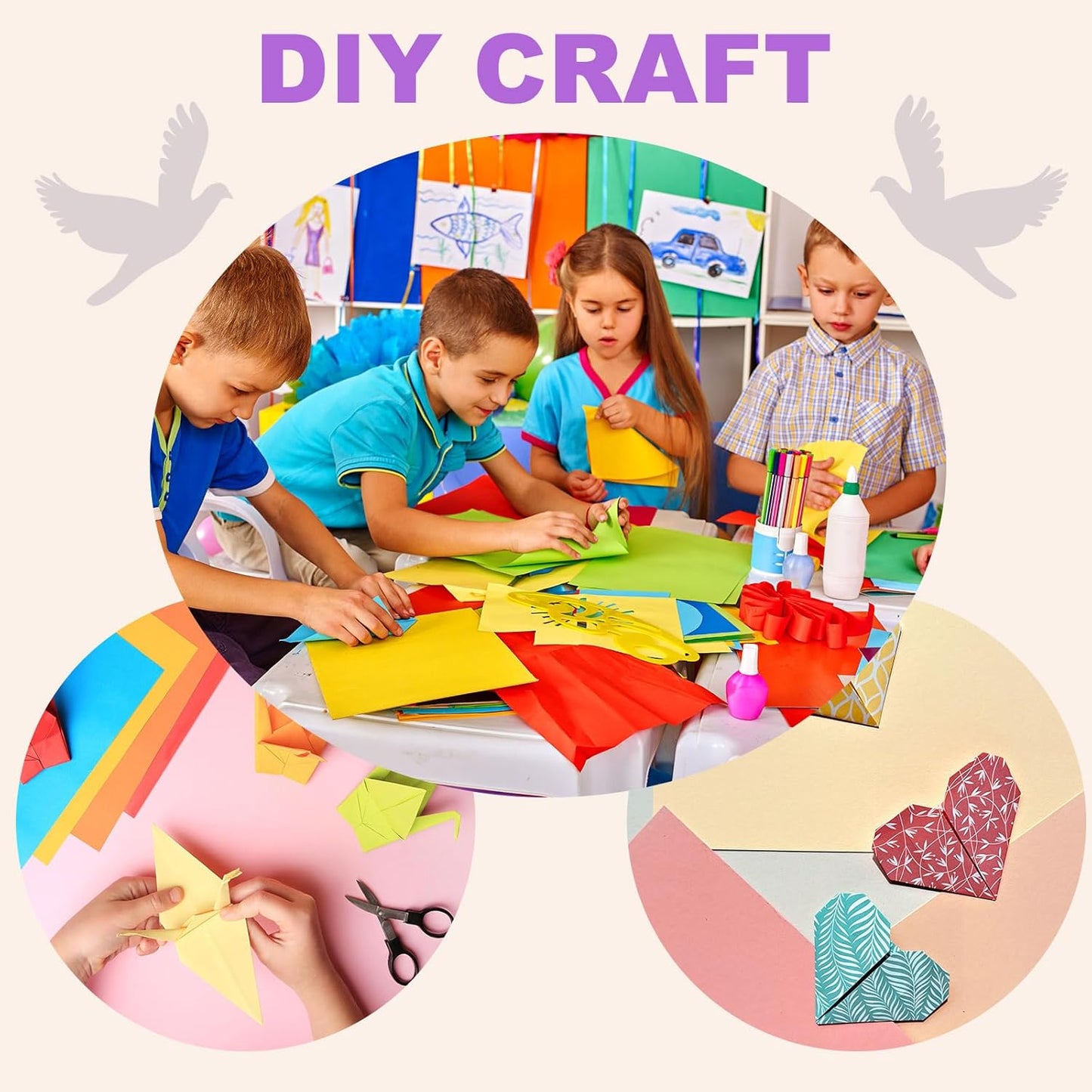 DMiotech 50 Sheets 7.9x7.9 Inch Origami Paper Large, 7 Colors Pink Square Origami Paper Easy Fold Double Sided Colored Paper for DIY Arts and Crafts