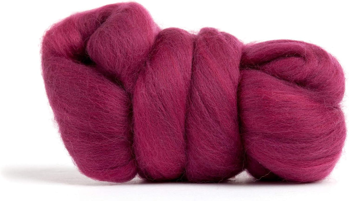Desert Breeze Distributing 100% Natural Merino Wool Roving - Premium Combed Top Merino Roving Wool - Tapestry, Spinning, Wet Felting & Needle Felting Supplies - 21.5 Micron - 1 oz, Color Ruby Red