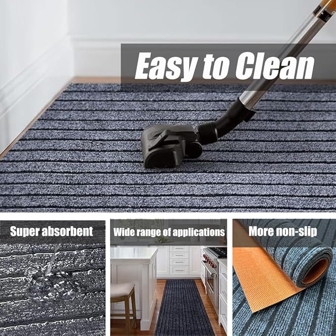 Antenat 2-Pack Door Mat,Low Profile Indoor Outdoor Entryway Mats, Durable Floor Mats for Shoe,Front Door, Home,Patio, Camping, 19.7x39inches, 2-Pack Gray