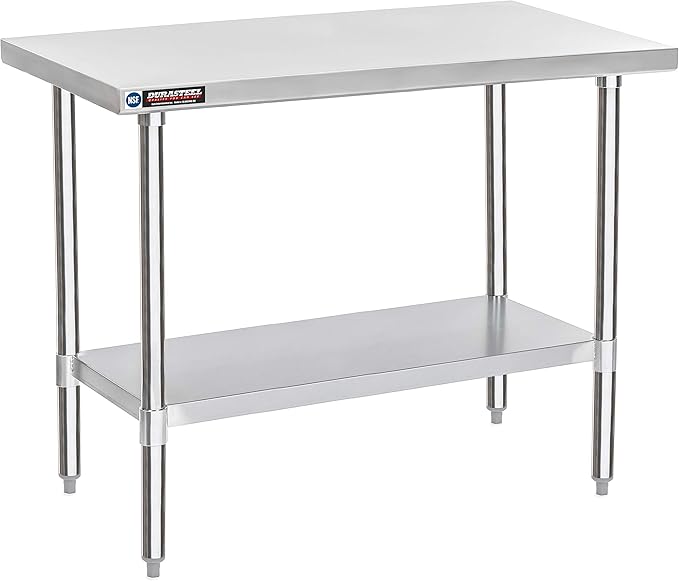 DuraSteel 24x48 Stainless Steel Work Table - NSF Commercial Prep Metal Table - Outdoor Pizza Oven Stand w/Under Shelf - Kitchen Island Laundry Utility Garage Microwave Stand Large Rolling Storage Cart