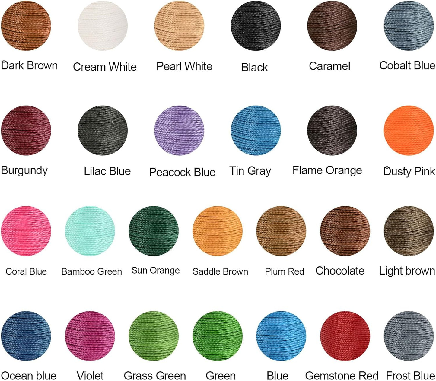 uxcell Round Leather Sewing Waxed Thread, 55m / 60 Yards Polyester Wax String, 0.80mm Wax Stitching Cord for Leather Crafts, Bookbinding, Bracelets Braided, Light Beige, 2pcs