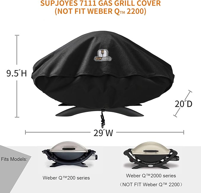 SUPJOYES Grill Cover for Weber Q Series Grills, Portable BBQ Cover for Weber Q2000 and Q200 (Not Fit for Q2200)