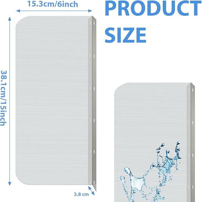 Therwen 2 Pcs Stainless Steel Side Splash Guard for Sink 15 x 6 Inch Wall Mount Guard with Screws Commercial Restaurant Hand Sink and Compartment Prep Sink Kitchen Sink Splash Protector Supply