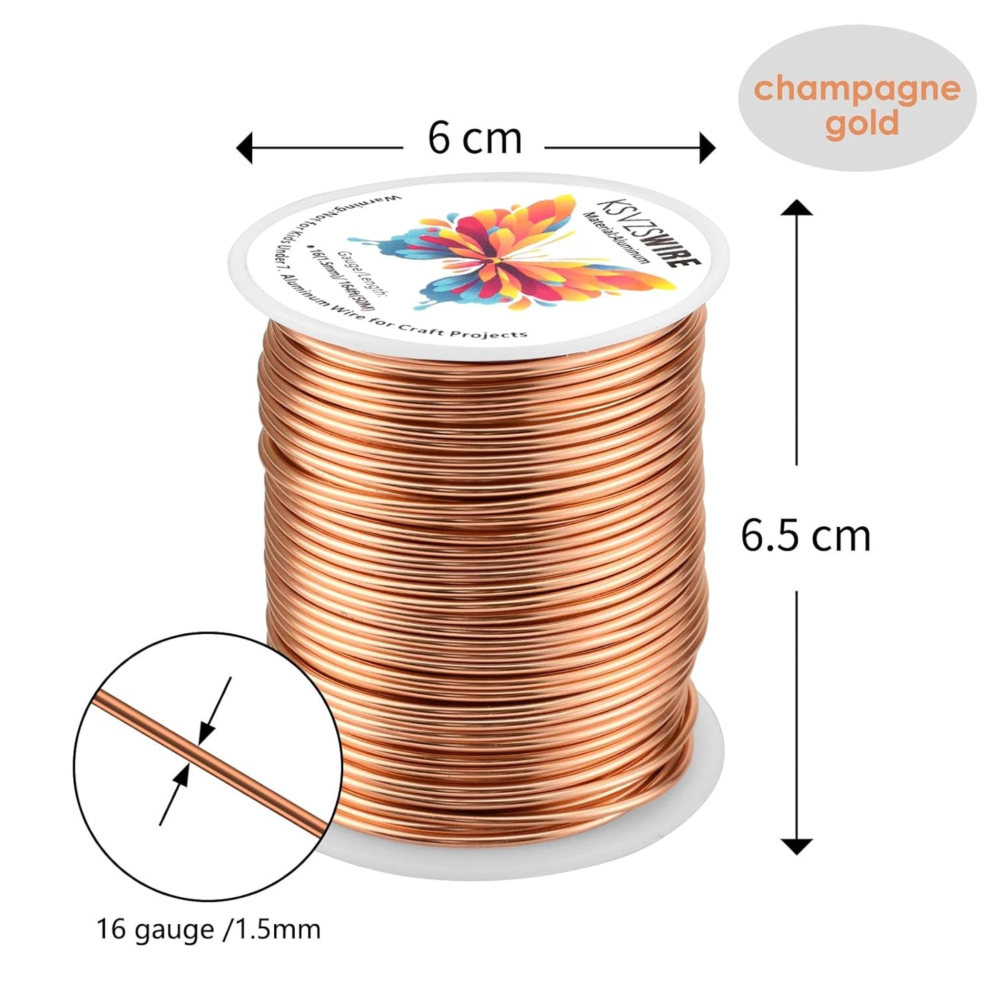 16 Gauge(1.5mm) Aluminum Wire 164 Feet(50 M) KSVZS Bendable Metal Wire for Crafts, Sculpting, Armature, Jewelry Making【3-in-1】+18 Gauge(1.0 mm) 32.8 Ft(10 M)+1 Plier(Champagne Gold)