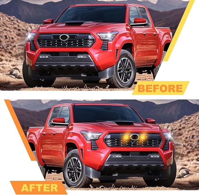 Front Grille Grill Lights for 2024 2025 Toyota Tacoma OEM Grill Led Grills Light for Tacoma Accessories Amber 4pcs(24Tacoma-Amber)