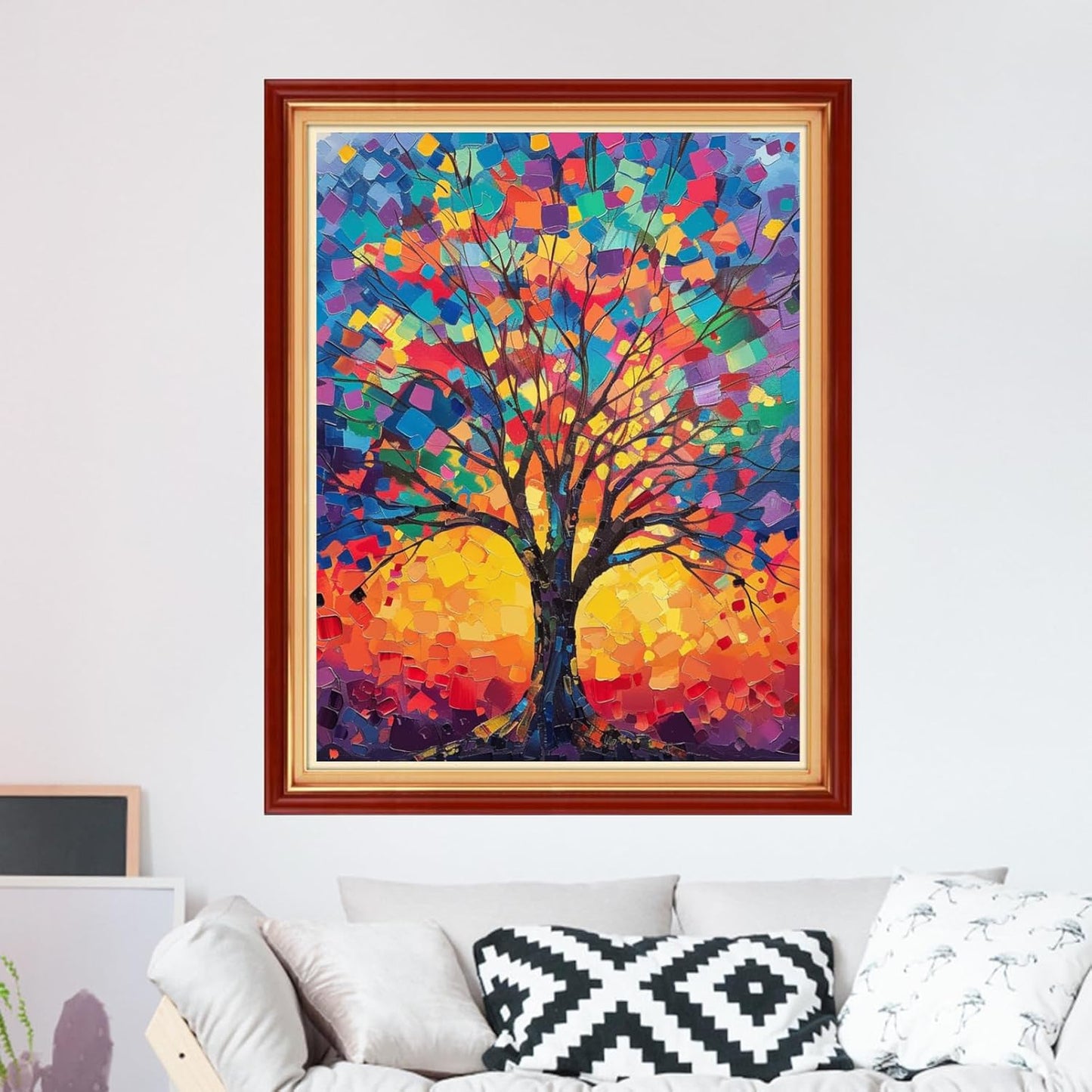 Foxdiviy Stamped Cross Stitch Kits for Beginners Full Range of Cross Stitching 11 CT Printed Cross Stitch Kits for Kids Adults Cross Stitch Patterns Needlepoint Kits-Colorful Tree 16x20 inch