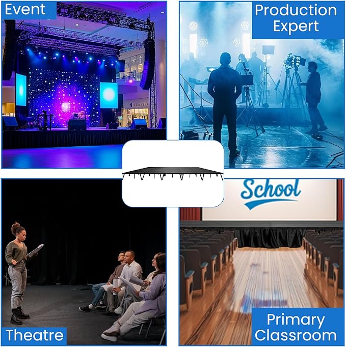 12’x20' MYSTAGE 15 Stage Platform - Portable, Folding Lightweight Aluminum Performance Deck with Adjustable Height 17"-28" - US Patented Design