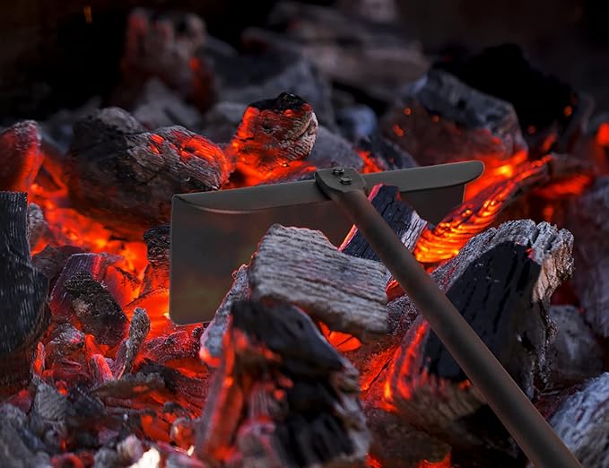 Onlyfire BBQ Charcoal Rake, 21 Inch Charcoal Ash Tool for Grill Ash Removal, Heavy Duty Heat-Resistant Wood Handle Fire Pit Grill Ash Removal Rake for BBQ, Smokers, Pizza Oven & Kamado Grills