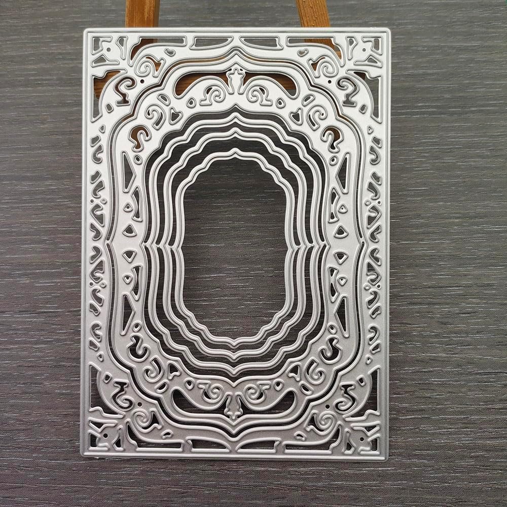 Lace Rectangle Frame Metal Die Cuts,Flower Border Square Frames Layering Label Card Cutting Dies Stencils for Card Making Stencil Embossing Tool Scrapbooking DIY Craft