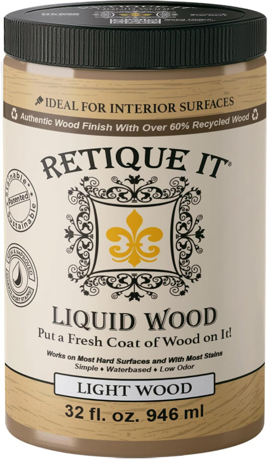 Retique It New and Improved Formula Liquid Wood Coatings - Stainable Primer - Paint It then Stain it (Light Wood, Large)