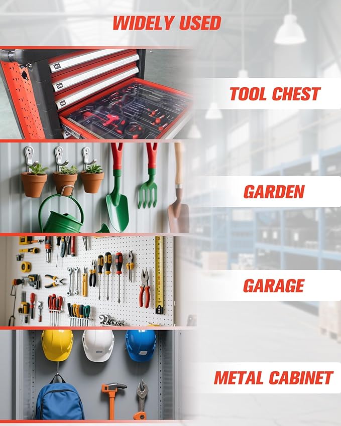 Heavy Duty Magnetic Hooks, Magnet Garage Storage Hooks 4 Pack - Orange Magnet Hooks for Hanging Tools, Garage Organization, Secure Metal Cabinet & Steel Surfaces