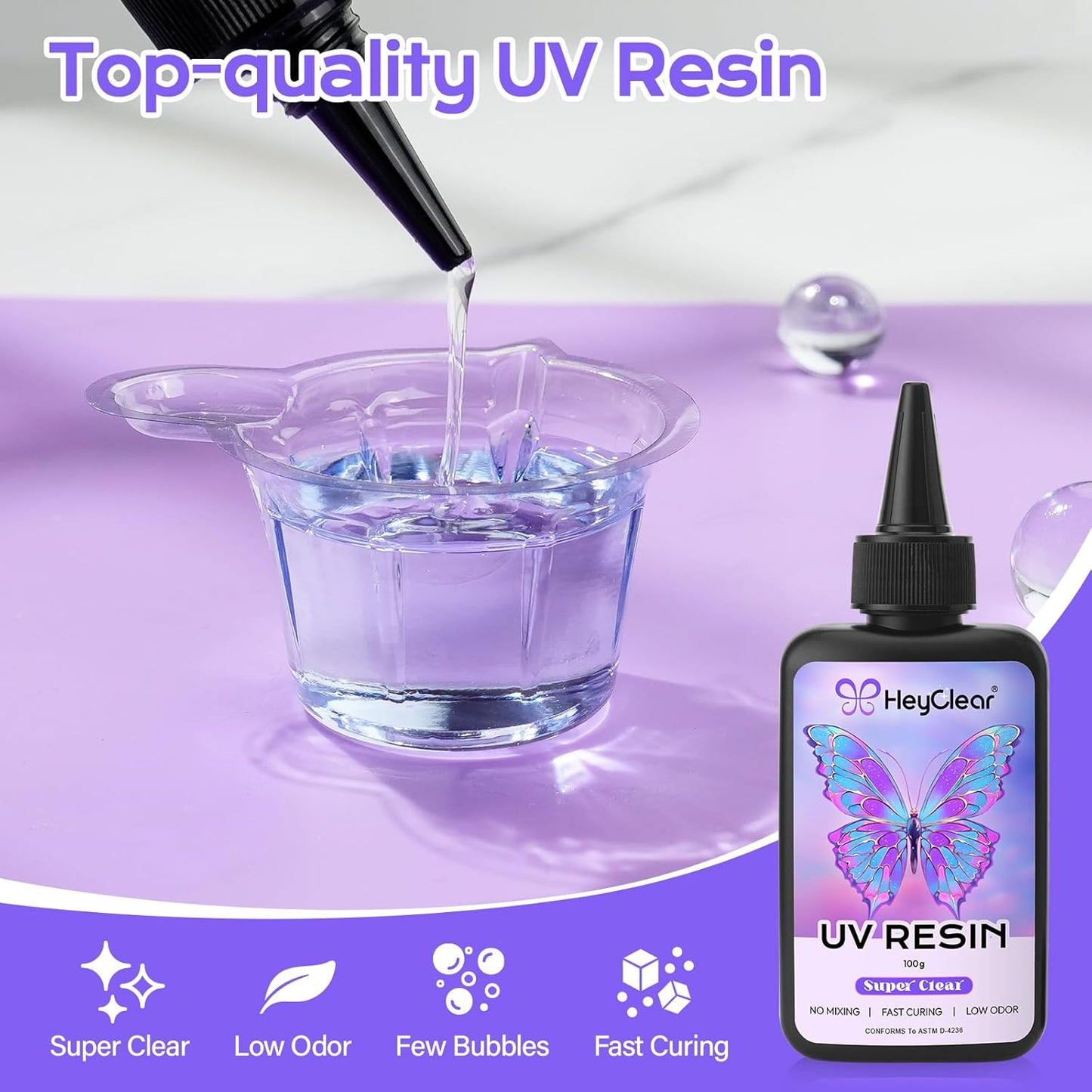 UV Resin kit with Molds and Casting Tools -Super Clear, Hard, Low Odor, Premixed and Fast Curing for Jewelry Making, Earring DIY, Craft Decoration, Coating -100g