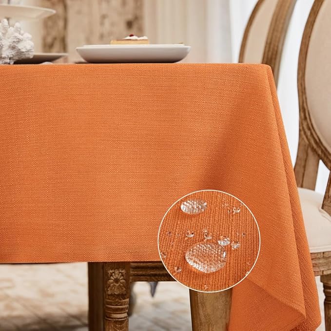 BALCONY & FALCON Rectangle Tablecloth Washable Wrinkle Resistant and Water Proof Table Cloth Decorative Linen Fabric Tablecloths for Dining Parties Kitchen Wedding and Outdoor Use (Pumpkin, 57x118)