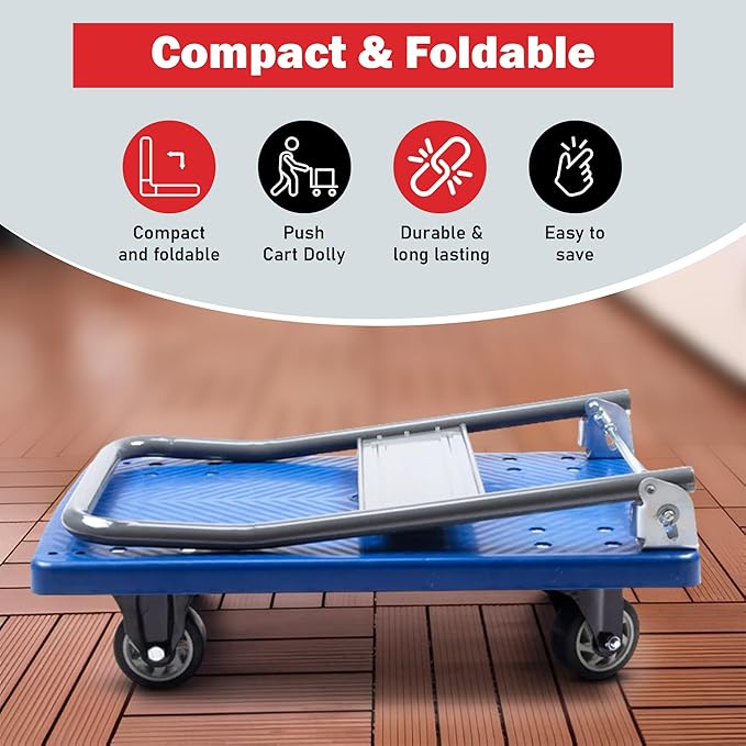 660 lbs Foldable Platform Truck Dolly with Swivel Wheels, Heavy Duty Moving Platform Hand Truck, 35.4 * 23.6 * 34.25 inches (PH300PVC)