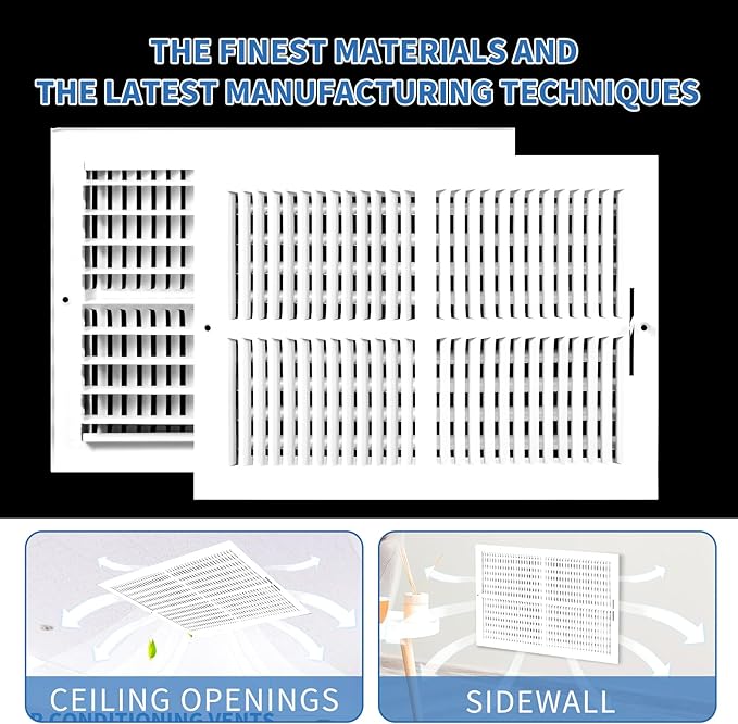 14x12 Vent Register [Duct Opening], Vent Covers for Home Ceiling, Two-Way Ventilation Register, Adjustable Solid Steel Wall Register Vent Cover (14"W x 12"H [Duct Opening])