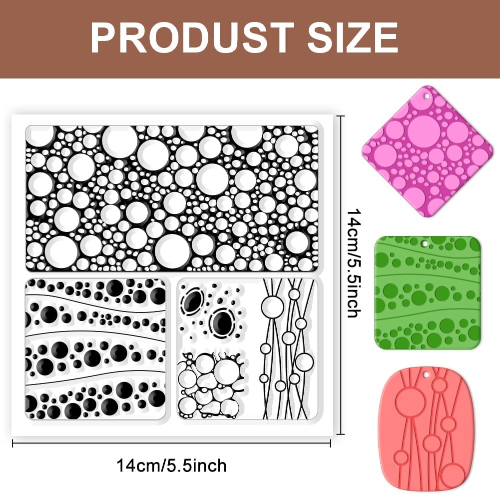CHGCRAFT Bubbles Silicone Clay Texture Mat Silicone Texture Stamps Clay Modeling Pattern Pad for DIY Clay Jewelry Earrings Clay Mat Stamps for Decorative Card Making