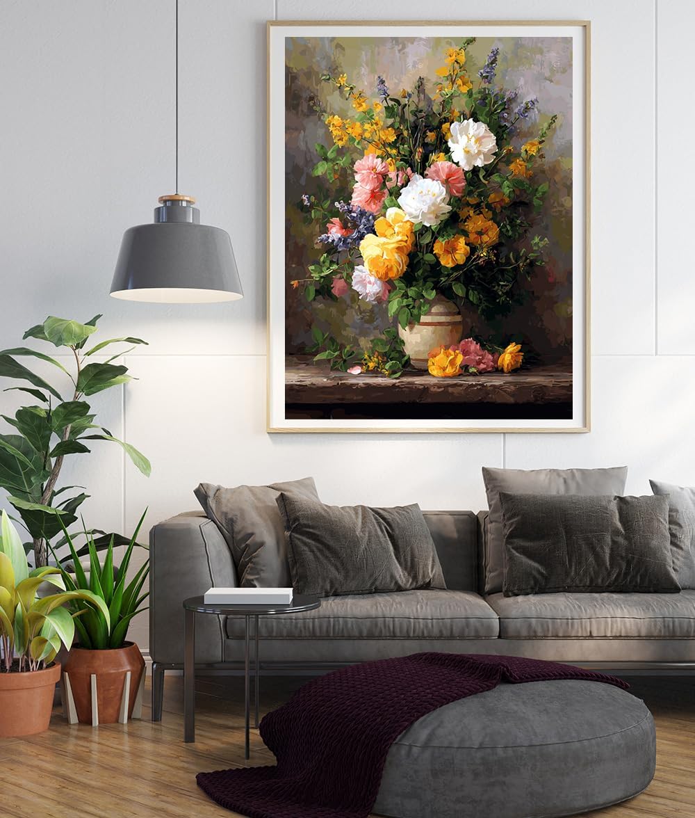 Moohue 14 ct Counted Cross Stitch Kits for Adults Flowers Cross Stitch Patterns Stamped Printed Cross Stitch Kits (Flowers 13)