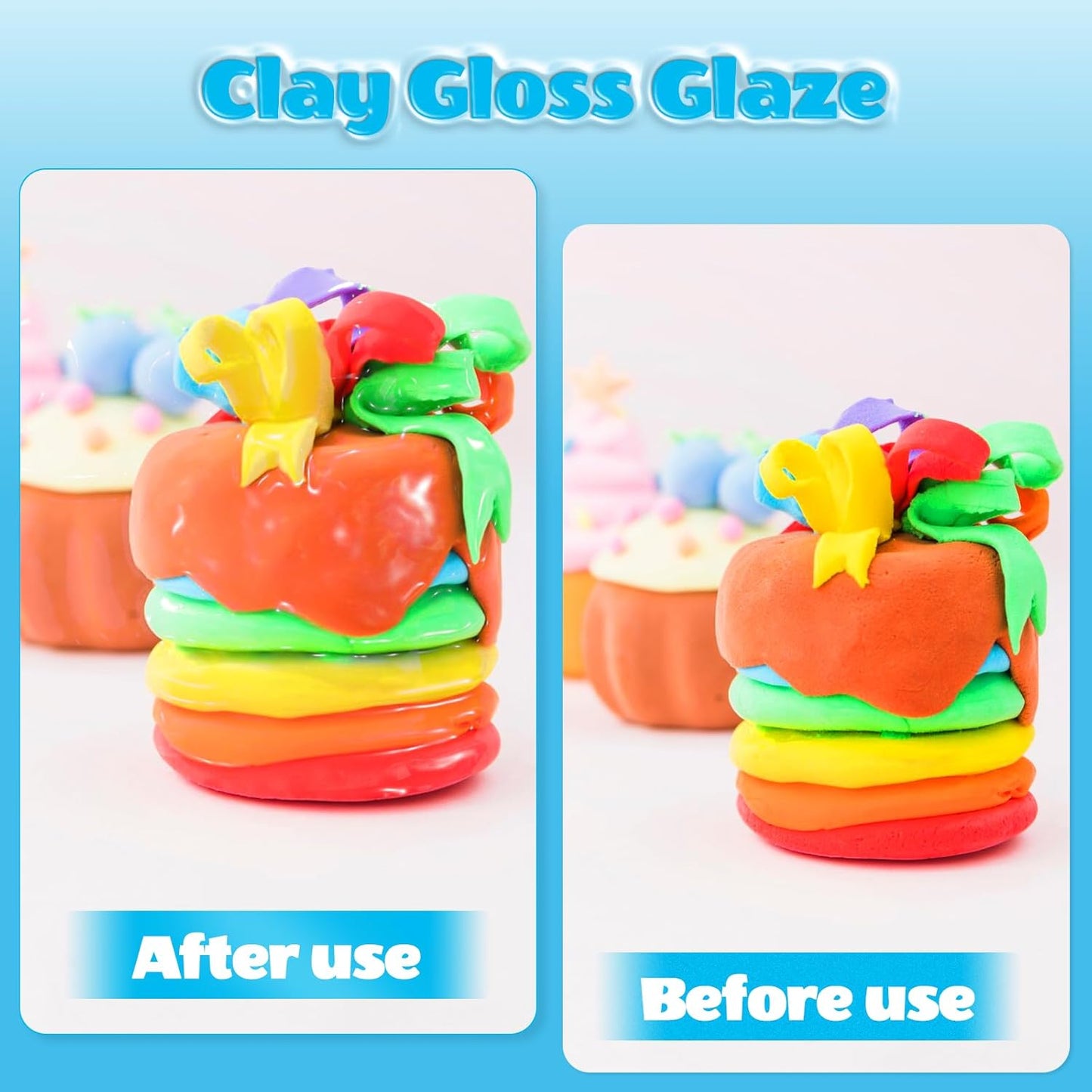 CALPALMY (2-Pack) 100ml Gloss Glaze Varnish Kit for Air Dry Clay Sealer, Waterproof, Gloss Finish - Prevent Cracking and Scratches for Clay, Pottery, Ceramics, Acrylic Paint