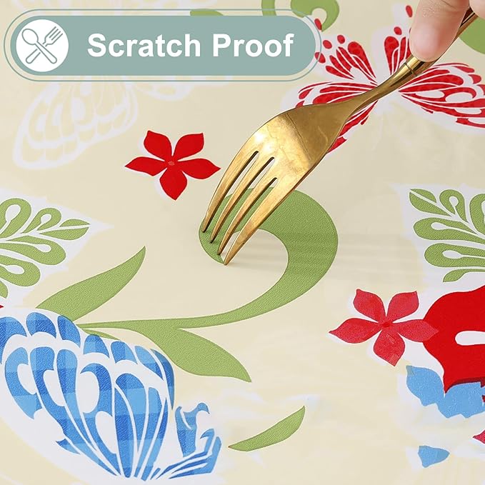misaya Rectangle Waterproof Vinyl Table Cloth, Wipeable Tablecloth with Flannel Backing, Plastic Table Cover for Dinner, Picnic, Indoor and Outdoor (Butterfly, 60" x 84")