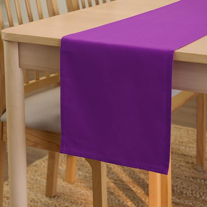Encasa XO Table Runner 13"x72" Long | Cotton Canvas Fabric | Purple Solid Color | Machine Washable & Durable