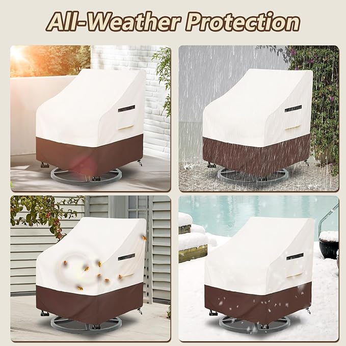 Rileytee Outdoor Swivel Chair Cover 2 Pack, Furniture Patio Chair Covers Waterproof Clearance, Outdoor Lawn Patio Furniture Covers,(33" W x 35" D x 38.5" H) Beige & Brown