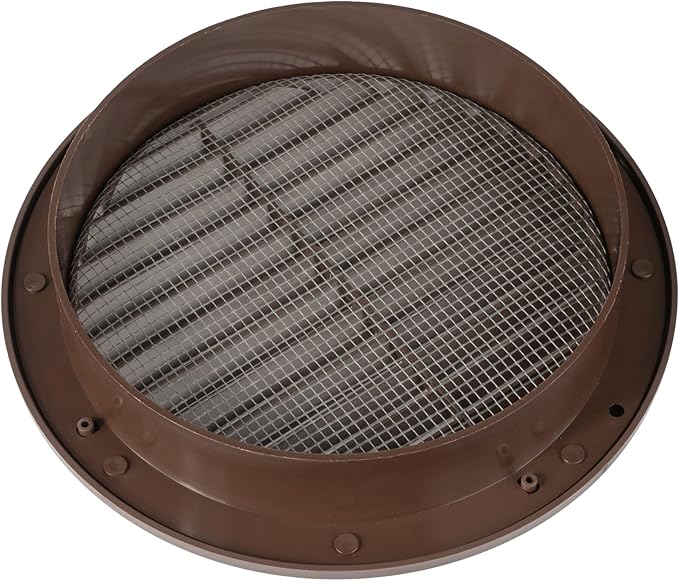 Brown 6" Inch Round Ventilation Grille with Insect mesh. (Duct 6Ø / Grille 7Ø) Ventilation Applications. Indoor and Outdoor Vent Cover. Available 3 Sizes / 4 Colors.