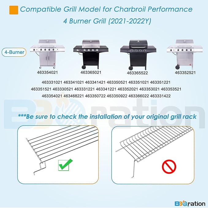 Warming Rack Grill Parts for Charbroil Performance 4 Burner 463352521 463354021 463365021 463365522, G428-0002-W1 Grill Swing Away Grid for Charbroil Grill Replacement Parts