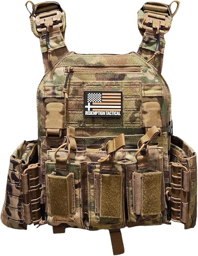 Redemption Crusader 2.0 Molle Quick Release Buckles Airsoft Vest With Adjustable Size Sides And Triple Pouch
