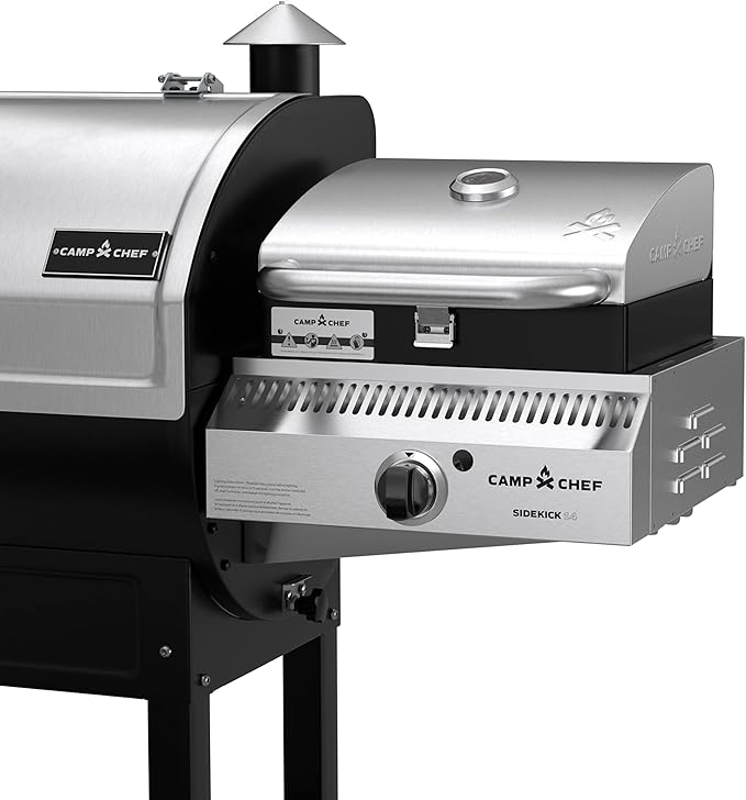 Camp Chef Sidekick Sear - Includes BBQ Box for Pellet Grill - Accessory for Outdoor Cooking - Sear & Grill with Ease - 14" Cooking System Compatible, Silver