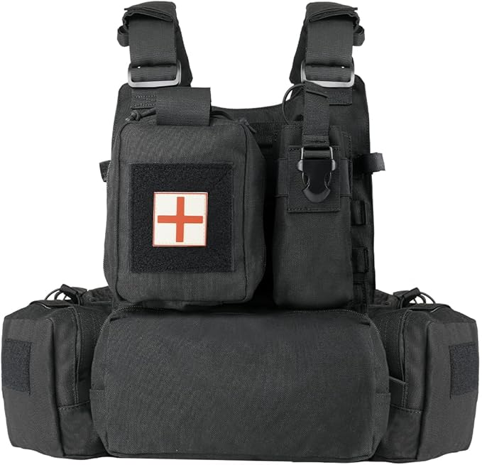 BOMTURN Great Tactical Outdoor Vest for Men Multifunctional Modular Molle Vest with Metal Buckles