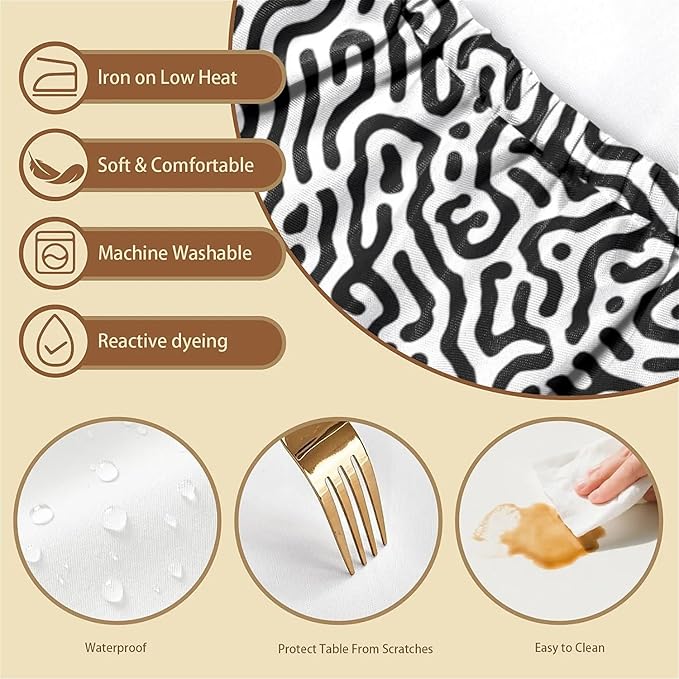 Rectangle Table Cloth Cover Waterproof Elastic Fitted Polyester Fitted Tablecloths for 4 Foot Tables for Indoor,Picnic, Camping, Outdoor （48" x 24"，Abstract Geometry）