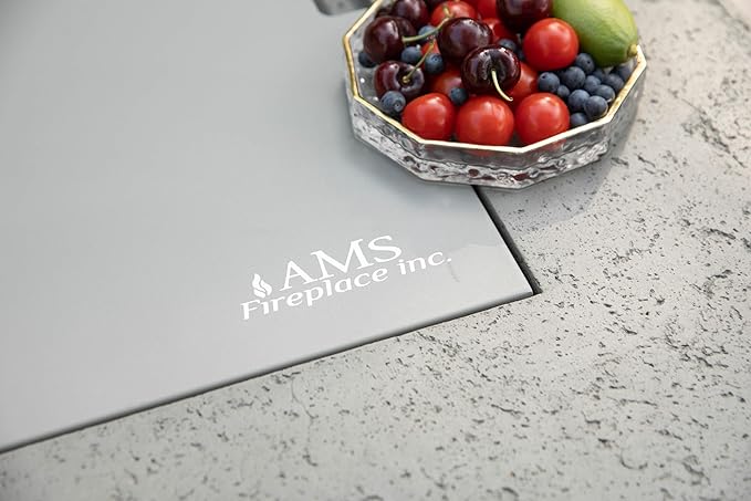 AMS Fireplace | Powder Coated Fire Pit Burner Lid for Brooklyn FireTable (Light Gray) | Weather-Protected | Easy to Clean | No Assembly Required