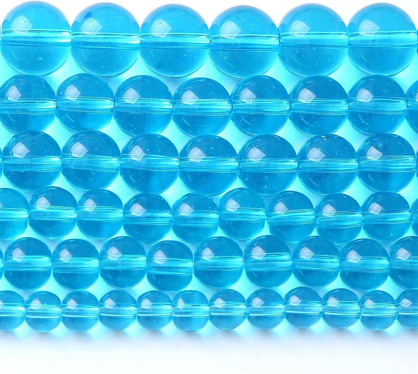 6MM Lake Blue Glass Beads Natural Gemstone Round Loose Stone Beads for Jewelry and Bracelets Making 120pcs 2 Strands 32"