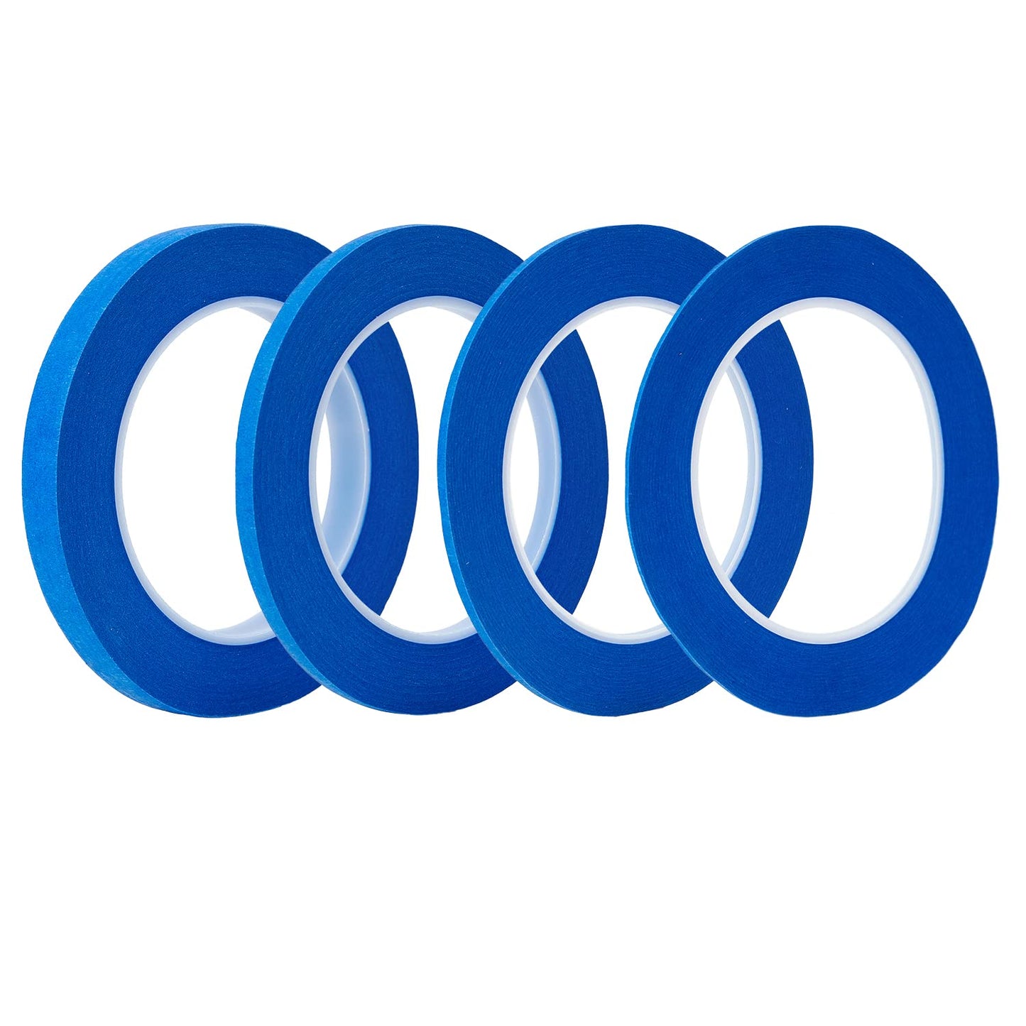 QDiShi 4 Rolls Fine Line Tape(Blue), Fineline Masking Tape in 1/16, 1/8, 1/4 and 1/2 Inch Wide x 52 Yard Long, Automotive Masking Tape for DIY Car Auto Paint Art