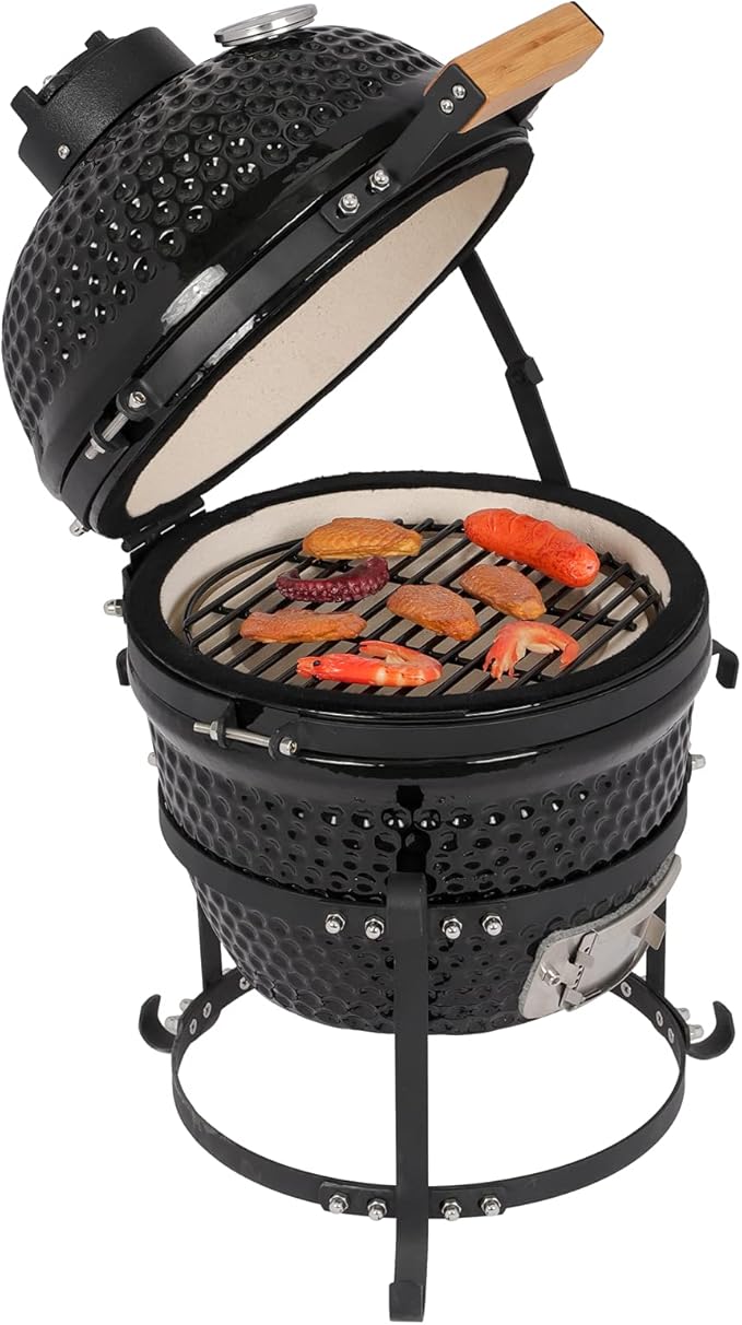 VINGLI 13" Kamado Charcoal Grill Portable Barbecue Grill BBQ Kettle Stand Lid Perfect for Outdoor Camping Patio Backyard Picnic