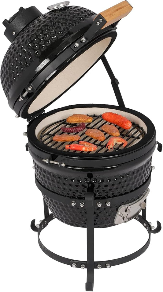 VINGLI 13" Kamado Charcoal Grill Portable Barbecue Grill BBQ Kettle Stand Lid Perfect for Outdoor Camping Patio Backyard Picnic