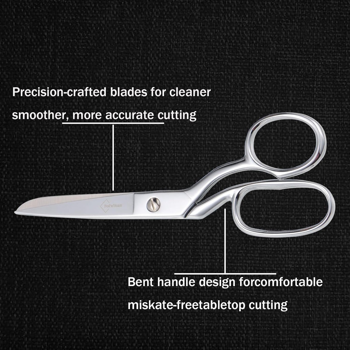 Stainless Steel Fabric Scissors – Professional Senior Tailor Sewing Scissors, Sharp Durable, Easily Cut Multiple Layers Fabrics, 8-Inch