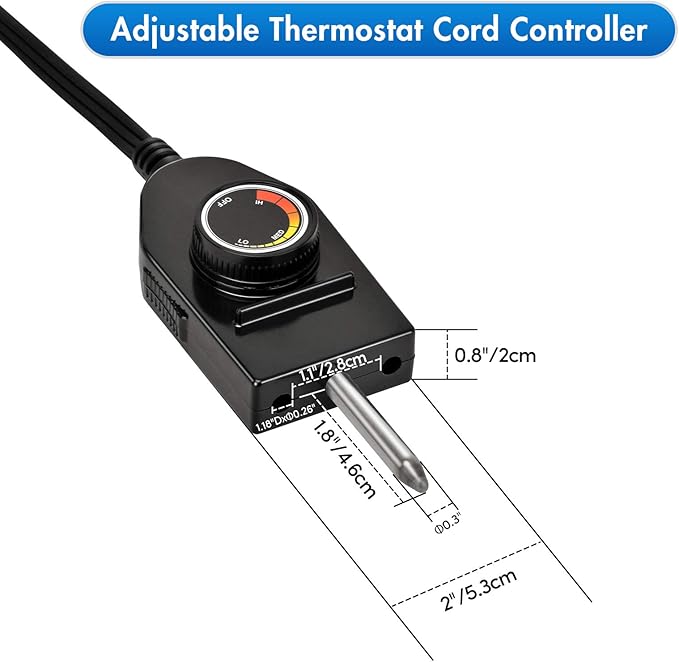 Stanbroil Replacement Part Electric Smoker and Grill Heating Element with Adjustable Thermostat Cord Controller for Most Smokers and Grills, 1500W