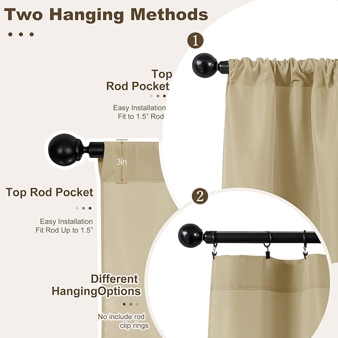 HolidayIdeas Outdoor Patio Curtains Waterproof with Rod Pocket 6 Panels 110x108 Inch- Weatherproof Balcony Outdoor Curtains for Apartments,Porch, Gazebo, Pergola, Sliding Glass Door, Cream