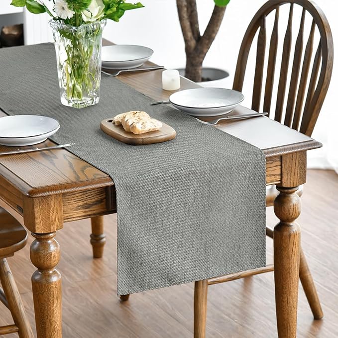 Artoid Mode Light Grey Table Runner, Seasonal Washable Kitchen Dining Table Decoration for Home Party Decor 13x36 Inch