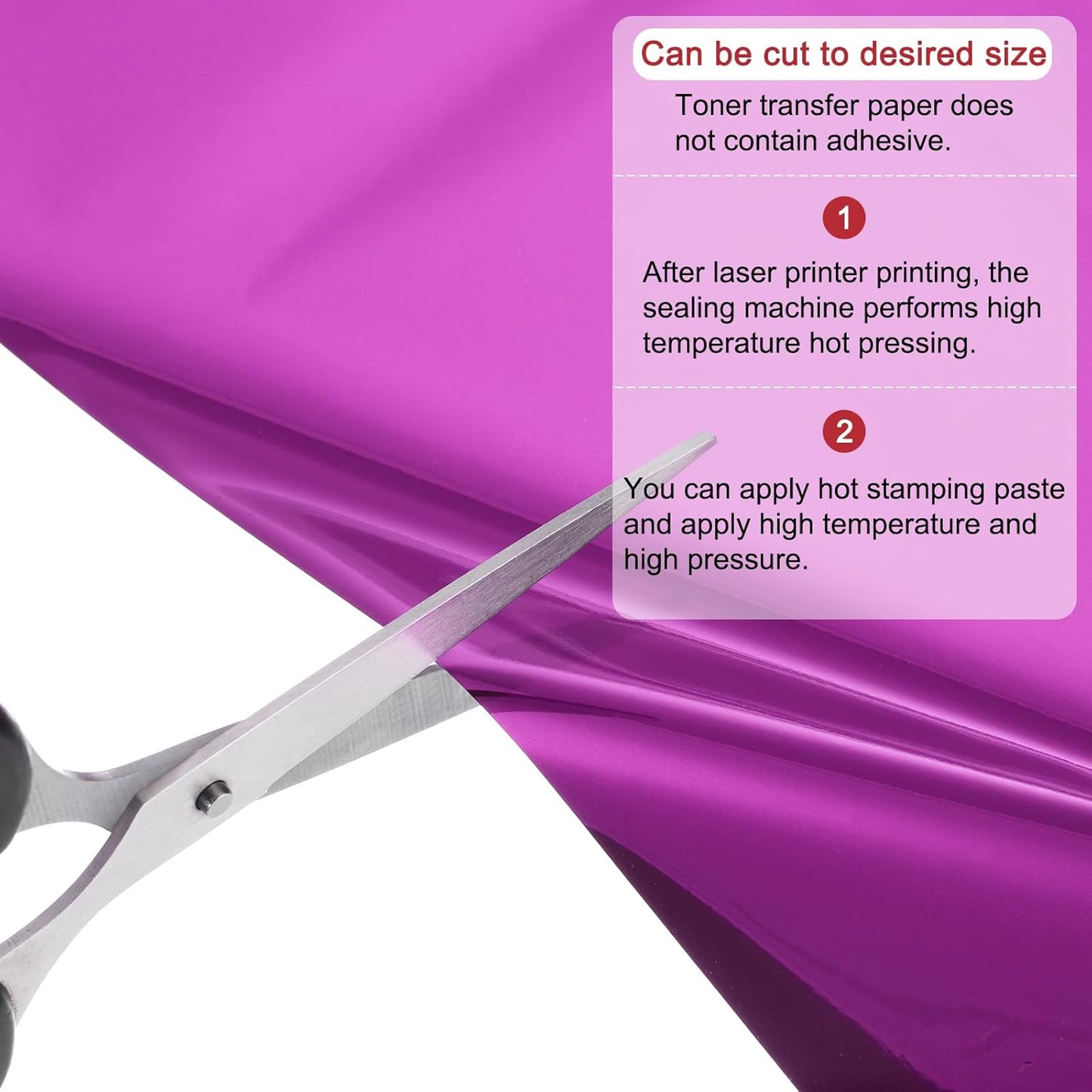 MECCANIXITY 50 Pack Toner Reactive Foil ,Deco Foil Transfer Sheets 8.5"x11" A4 Hot Foil Paper for Laser Printer Scrapbooking Heat Transfer DIY Craft,Rose Red