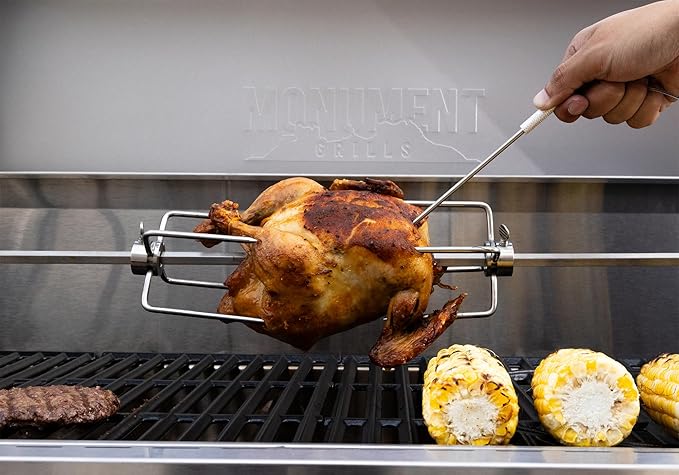 Monument Grills 4+1 Burner Natural Gas Grill with Hose, 50,000 BTU Stainless Steel Outdoor Patio Barbecue Grill with Rotisserie, Fast Heating, Knob Control, M415BZNG