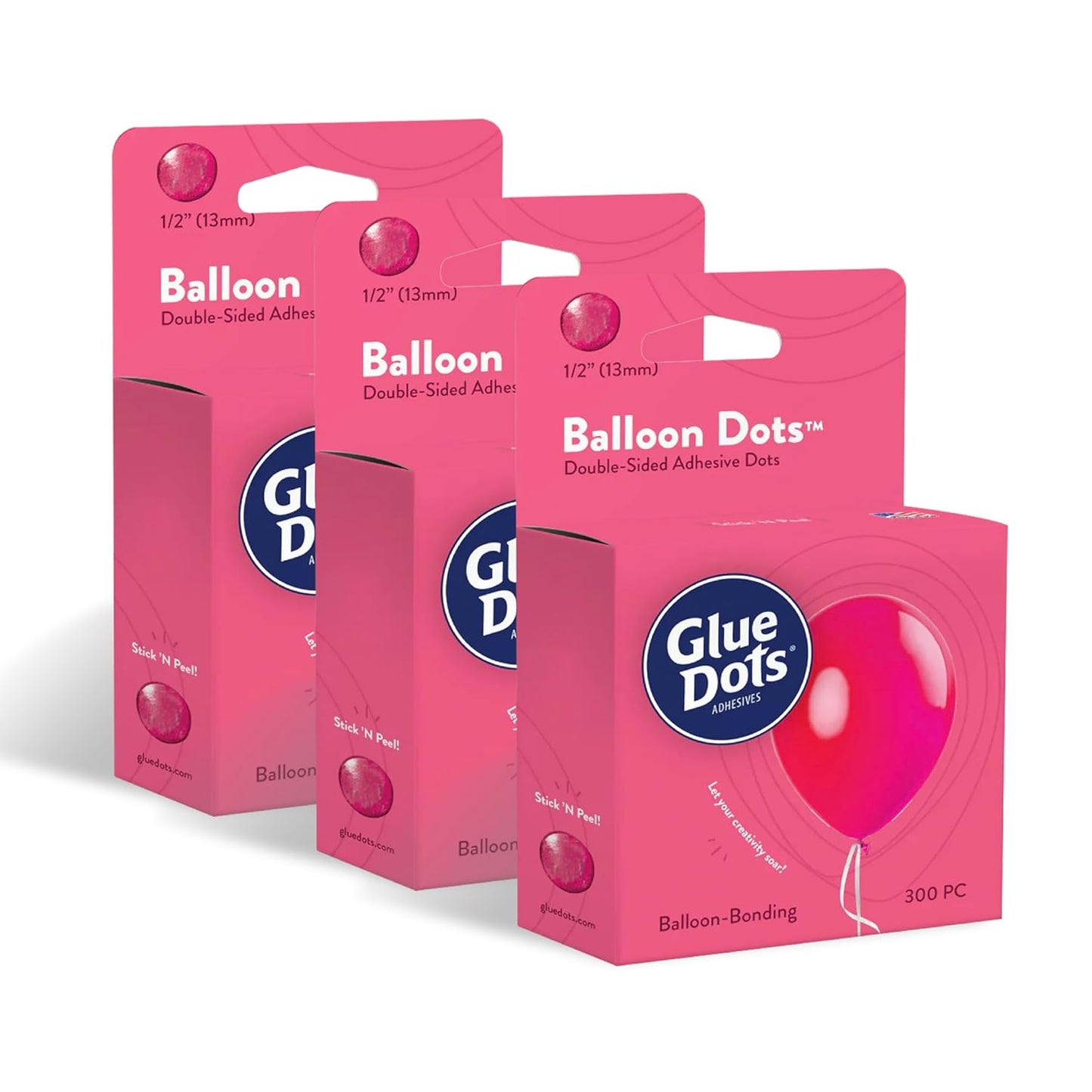 Glue Dots, Balloon Dots, Double-Sided, Permanent, 1/2", 3-Pack, 900 Total Dots, DIY Balloon Arch Decoration, Glue Tape for Party Wedding Birthday, Glue Stick and Tape Alternative, Clear