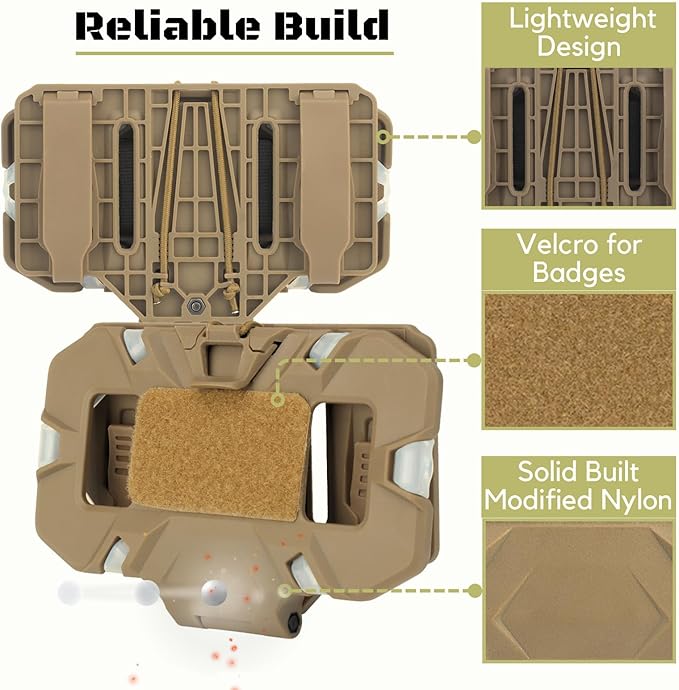 Let Me Be Tactical Plate Carrier Molle Phone Carrier Vest Attachments, Outdoor Universal Foldable Phone Chest Holder, Chest Rig Mount Navigation Board for 4.7"-6.7" Screen (FoldPanel-BCP)