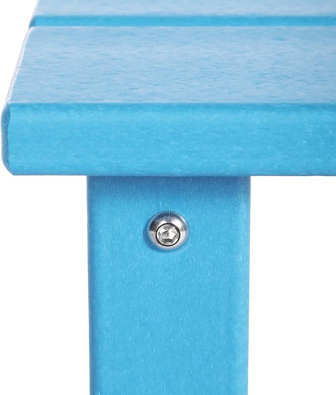 Costaelm Kids Outdoor Side Table, Small Patio HDPE Adirondack Square Table, Porch End Table for Outside Pool Garden, Pacific Blue