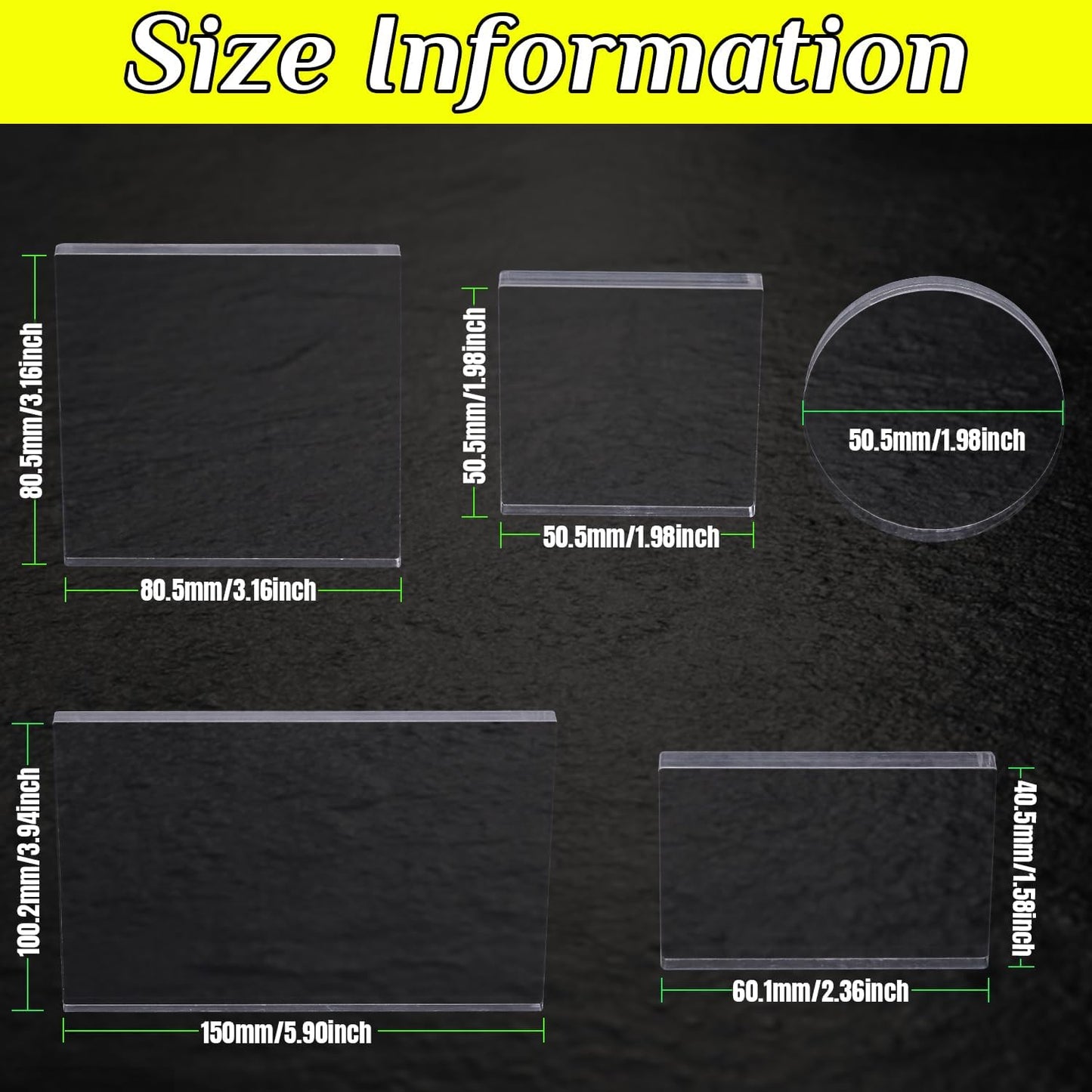 5 Pieces Clear Stamp Blocks Set, Clear Acrylic Stamping Blocks Tool Acrylic Blocks with Grid Lines for Wedding Photography Props Crafts Making