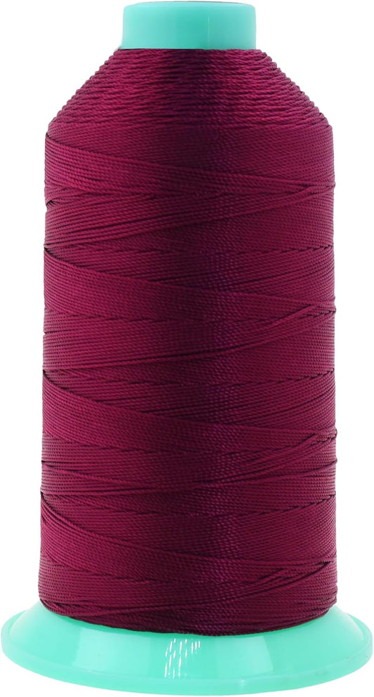 Mandala Crafts Bonded Nylon Thread Burgundy Heavy Duty Sewing Threads - 415 YDs Size 346 210D T350 Tex 350 Thread for Leather Jeans Weaving Outdoor Marine Upholstery Threads