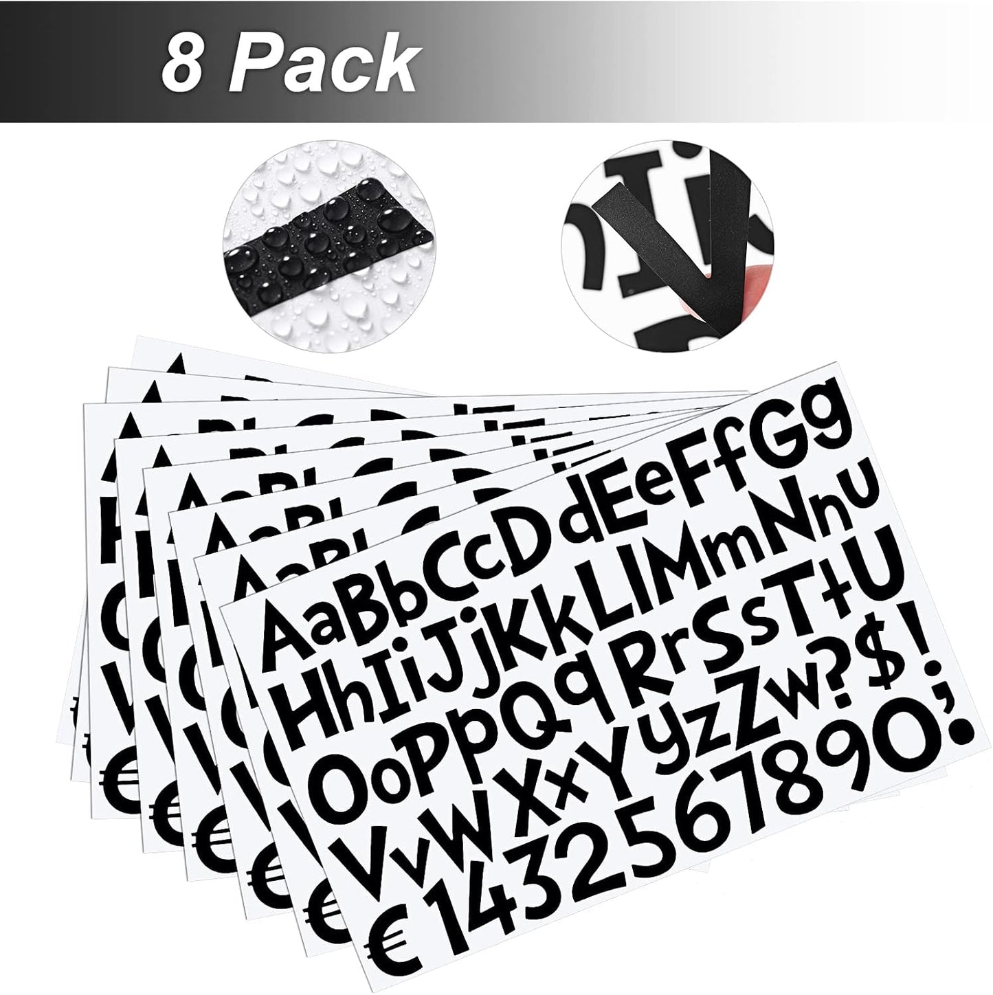 TaoBary 544 Pcs 2 Inch 16 Sheets Large Letter Stickers, Upper and Lower Case, Adhesive Vinyl Alphabet Sticker for Bulletin Board, Poster, Bottle, DIY, Notebook(Black,2 Inch)