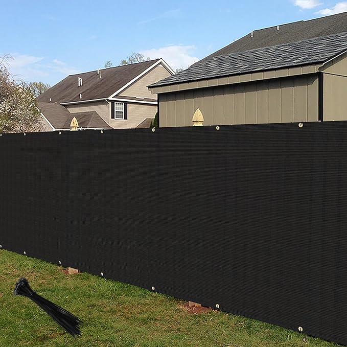 ECOOPTS 4'x193' Privacy Fence Screen Windscreen with Copper Grommets, Fit for Commercial Fence and Residential Garden Outdoor 90% UV Blockage, Cable Zip Ties Included (Black)