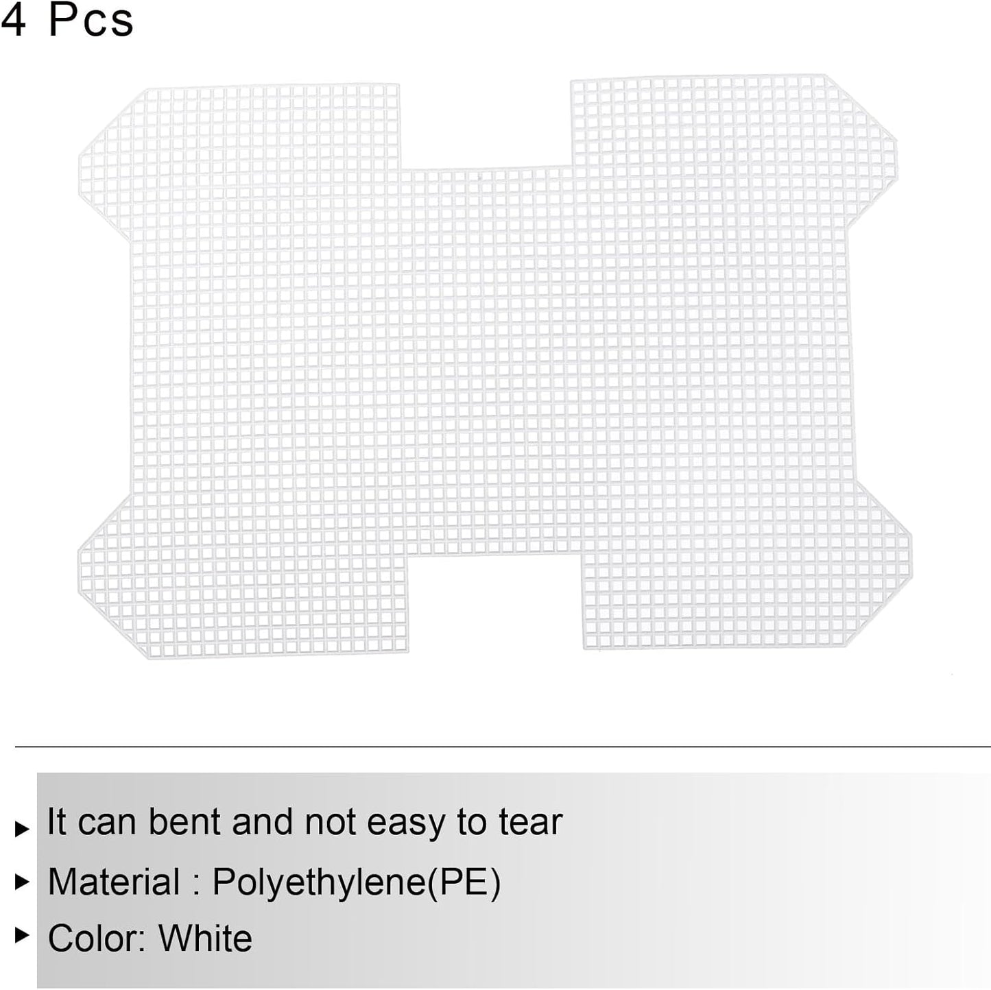 MECCANIXITY 4Pcs Plastic Mesh Canvas Sheet 6 Count 26.4 cm/ 10.4" for Crochet Bag Making Blank Canvas for Embroidery Needlepoint, Bag, Knit Crochet Mesh, White